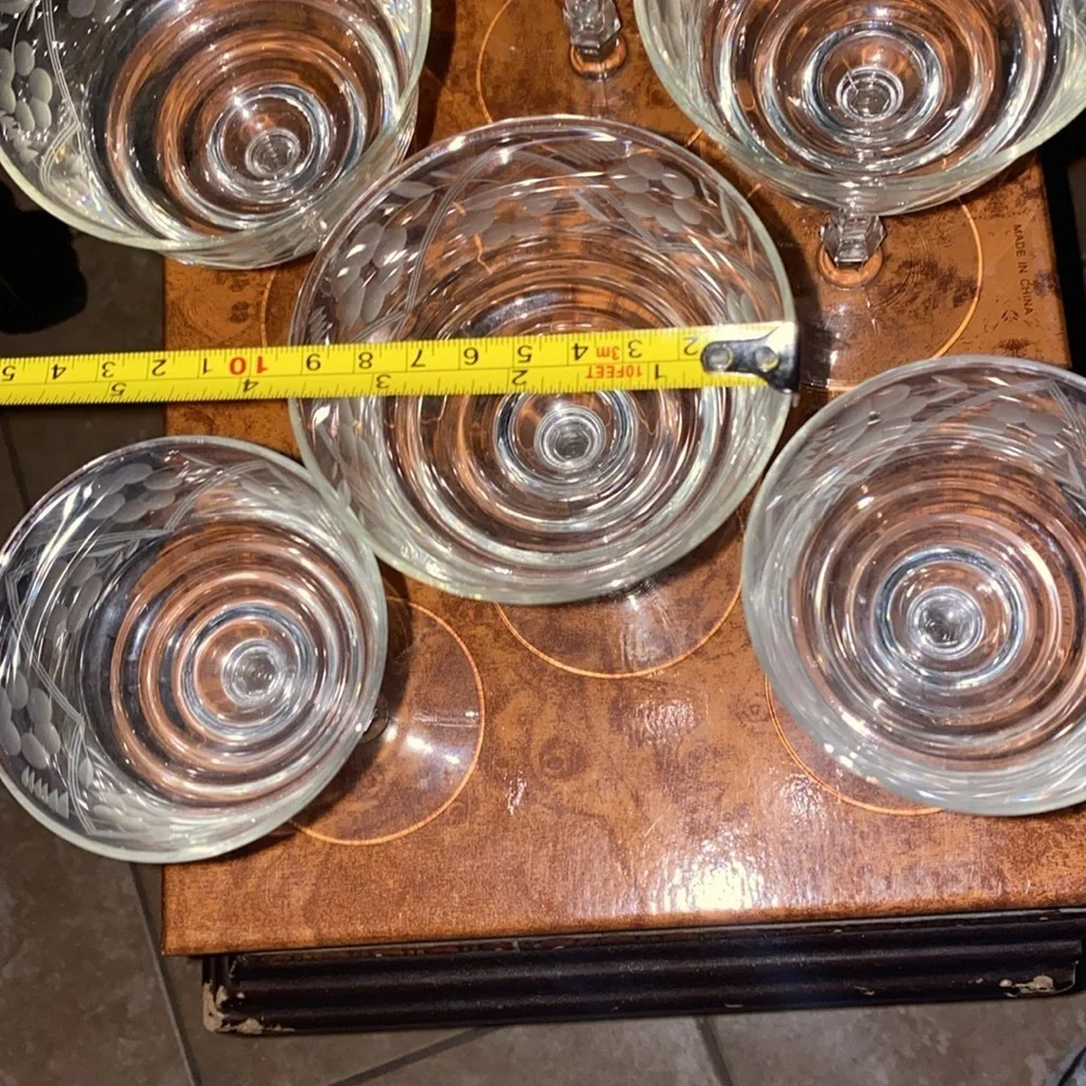 8 Vintage Libbey Rock Sharpe Arctic Rose Glasses 6 6” and 2 5.8” Stemware